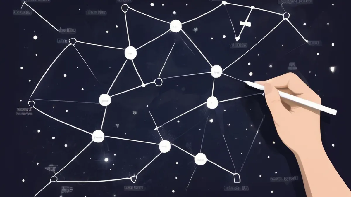 relationship reading: hands pointing at star chart illustration