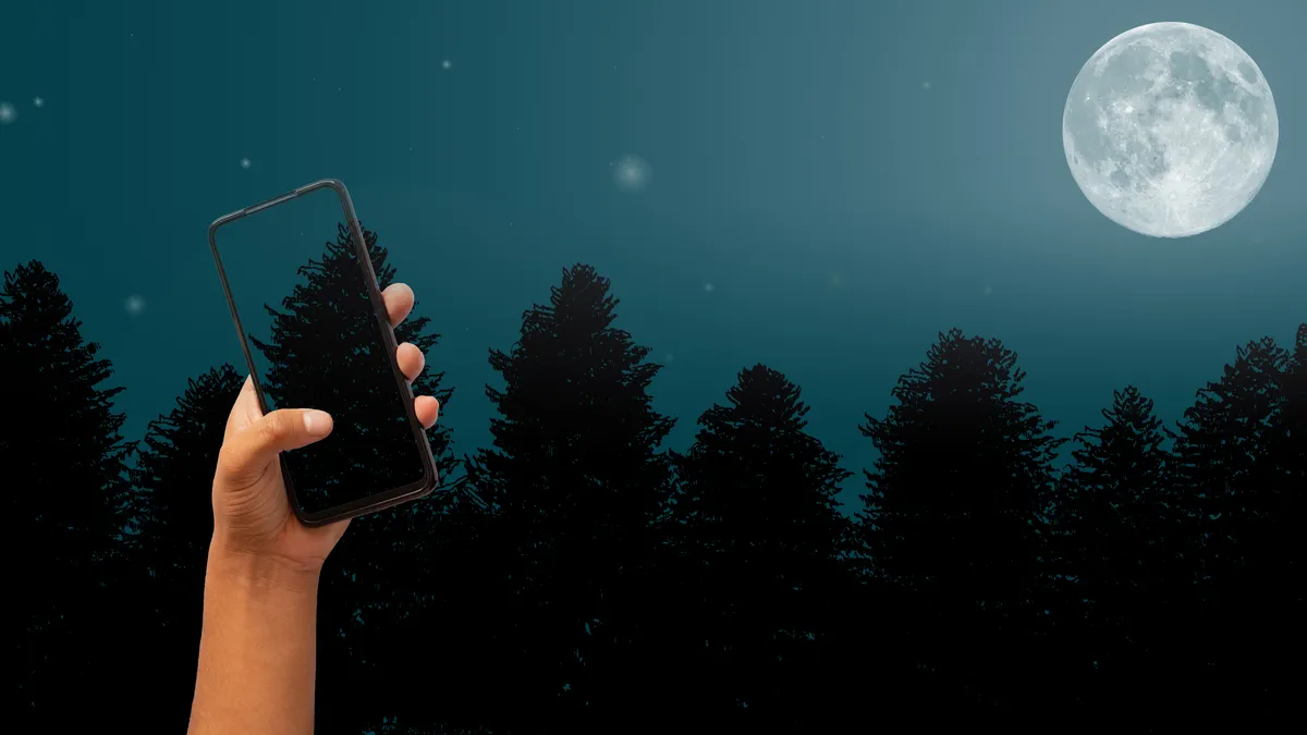 should i text him: hands holding phone under moonlight illustration for this article